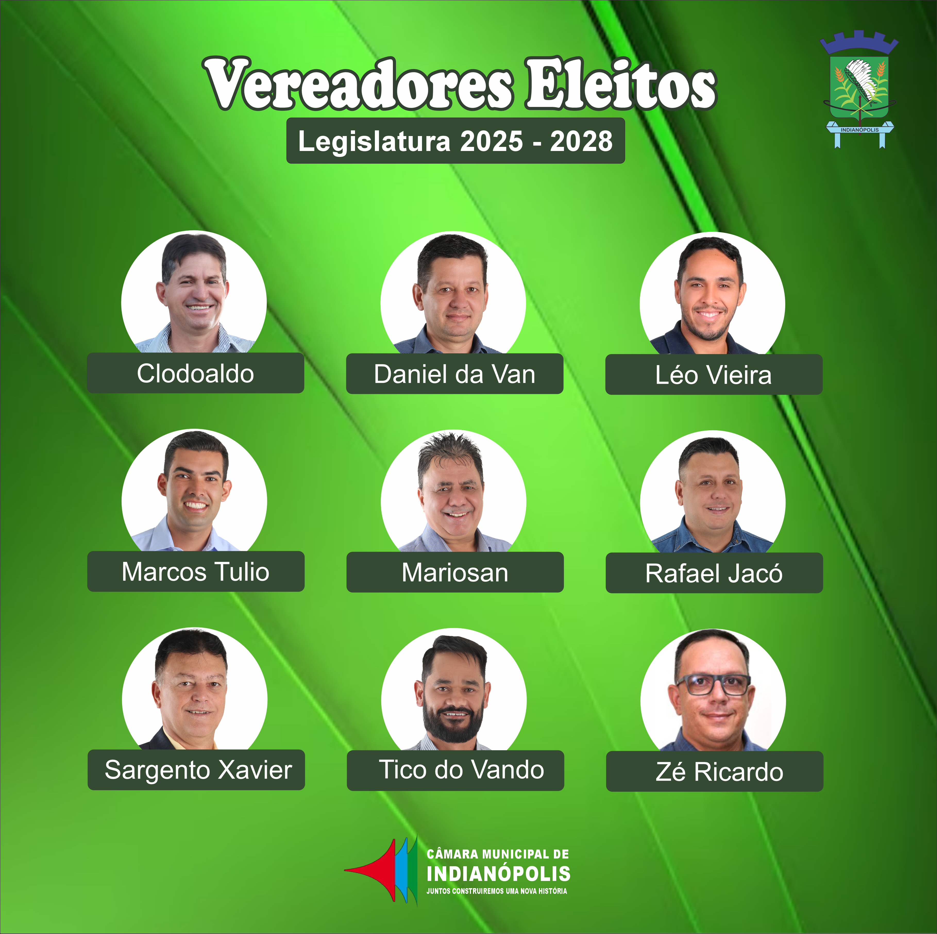 Conheça os vereadores eleitos para a Legislatura 2025-2028 em Indianópolis-MG! 🎉