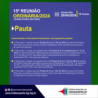 Pauta da 14ª Reunião Ordinária do Primeiro Período de 2024