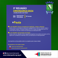 Pauta da 5 ª Reunião Ordinária do Primeiro Período de 2024